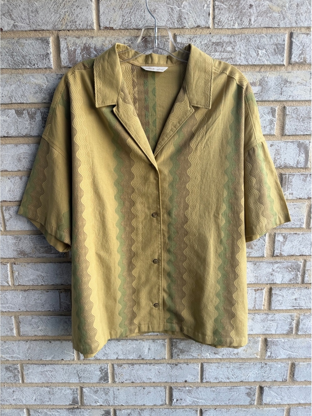 Roark Olive Green Patterned Button-Down Shirt